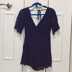 Navy blue lace romper